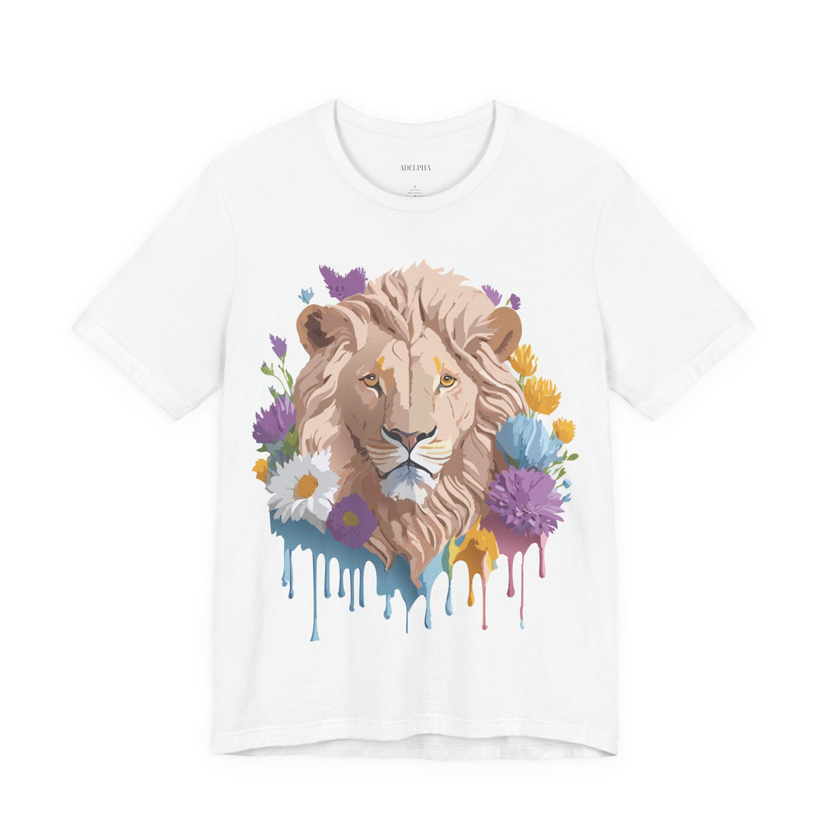 Lion Graphic Unisex Cotton Bella+Canvas Tee with Art Animal Design e48