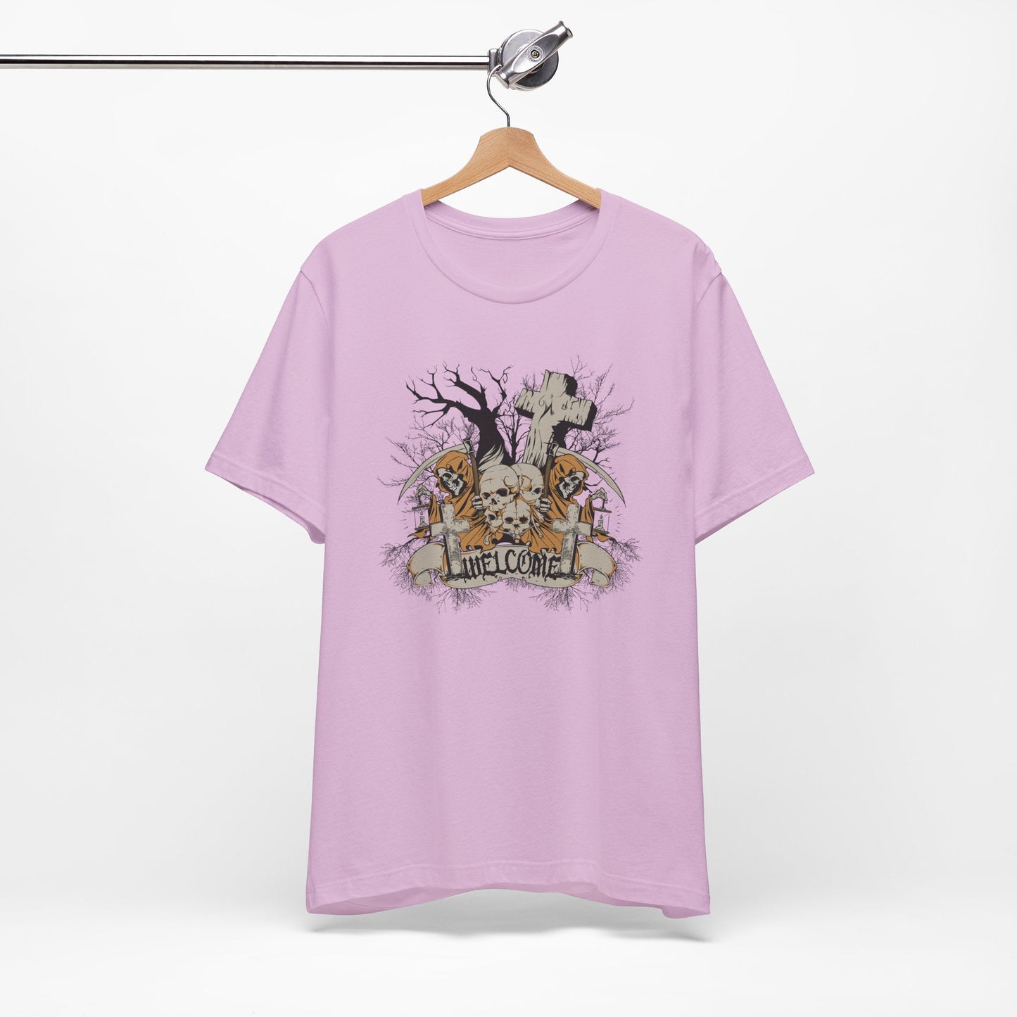Skull Halloween Graphic Design Unisex Cotton T-Shirt Art-50