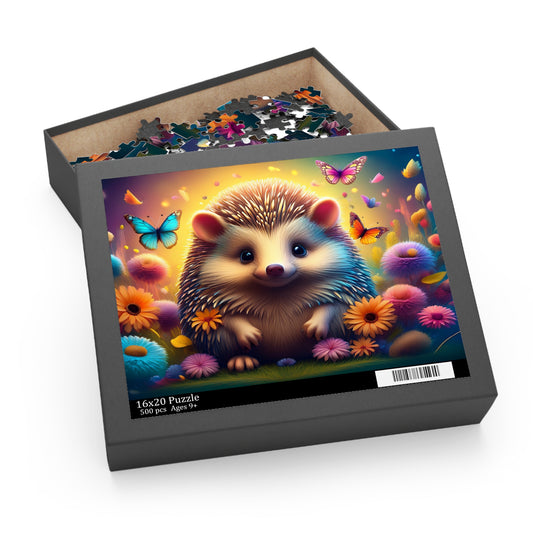 Puzzles-55 Kids Hedgehog Puzzle 500-Piece  Floral Hedgehog Puzzle 500-Piece, Animals Kids Puzzles Size: 16" x 20",  Ages 9+