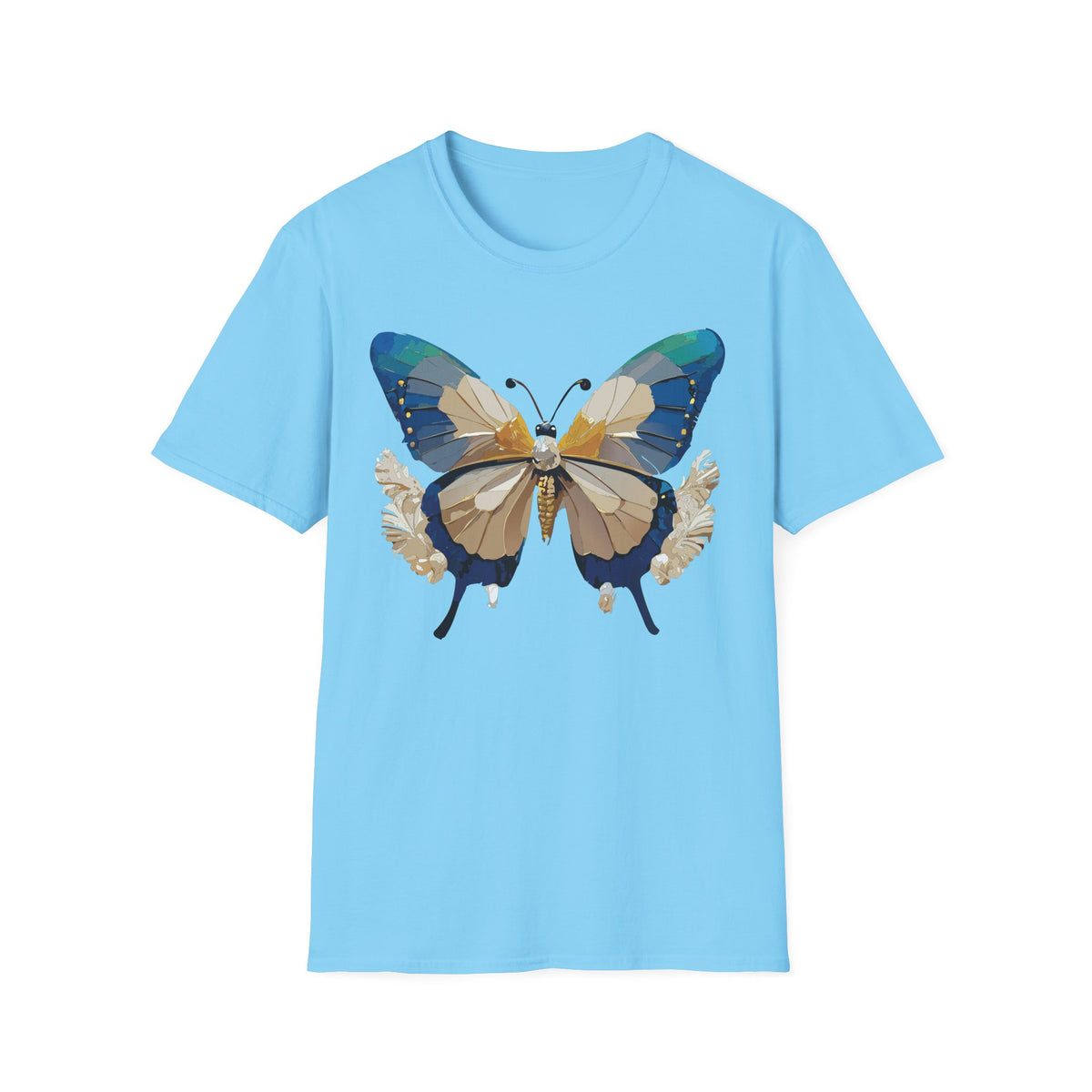 Butterfly Graphic T-Shirt — Earth Tone Floral Wing Design Graphic Tee Unisex 100 Cotton Gildan T-Shirt