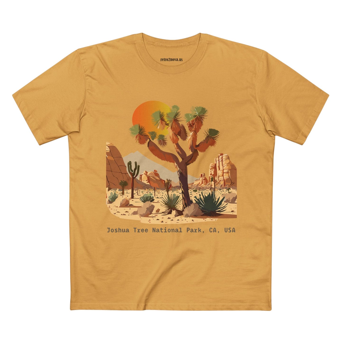 Retro2Nova Unisex Premium Cotton Staple Tee With Original Art Design Joshua Tree Travel Shirt
