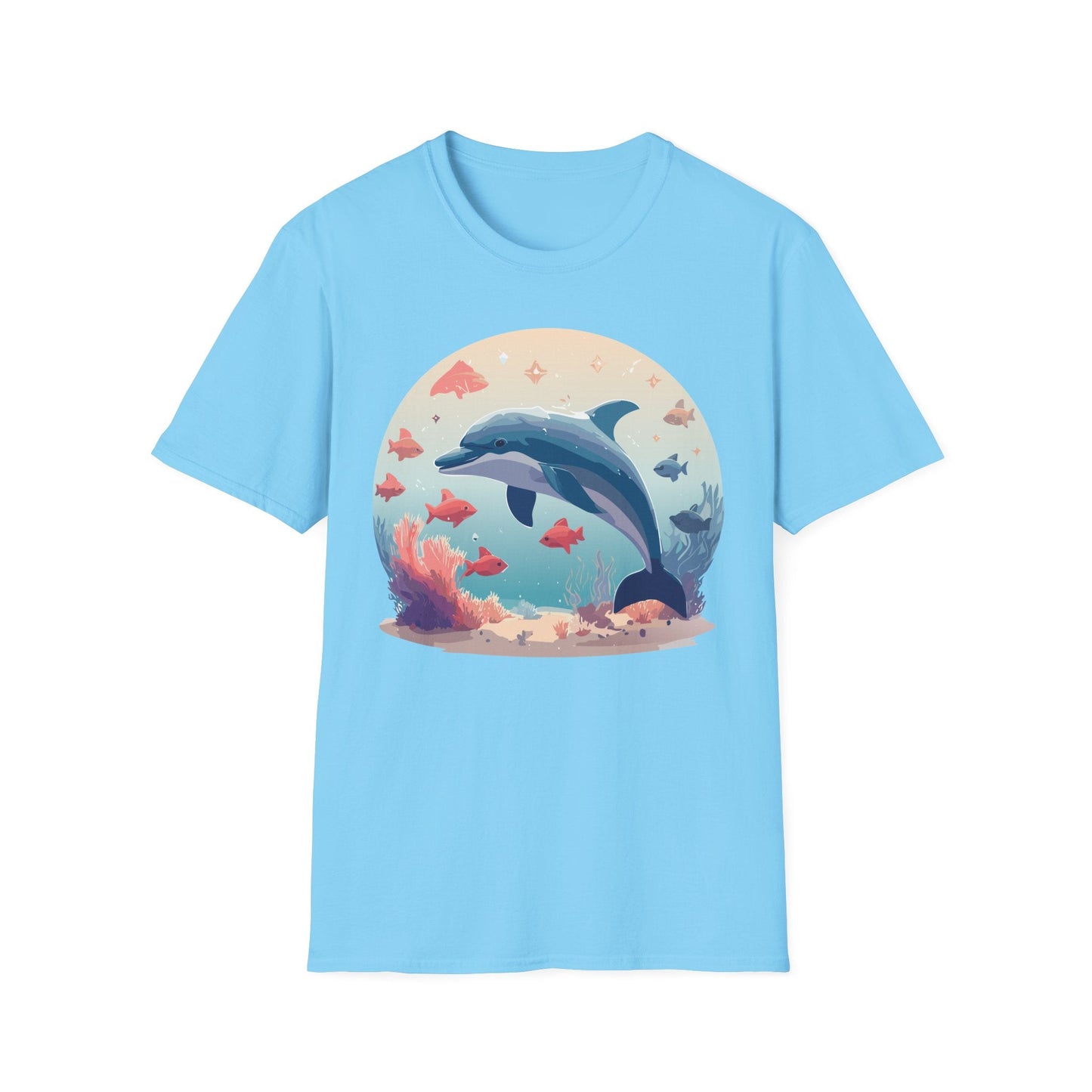 Dolphin Shirt Unisex Softstyle Tee 64000 Gildan 100 Percent Ring Spun Cotton For Everyday Comfort