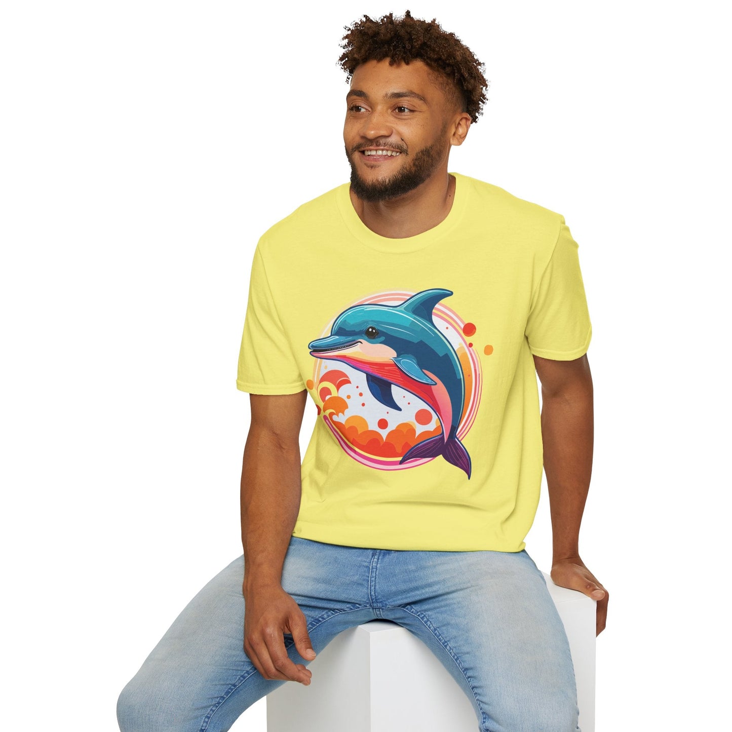 Dolphin Shirt Unisex Softstyle Tee Short Sleeve 100 Percent Ring Spun Cotton Gildan 64000