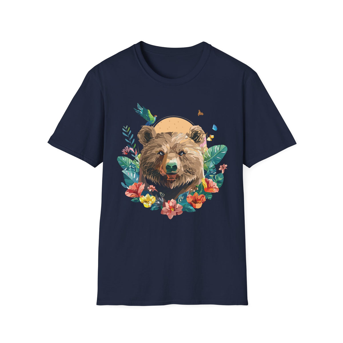 Watercolor Bear Sunflower T-Shirt | Floral Forest Wildlife Tee