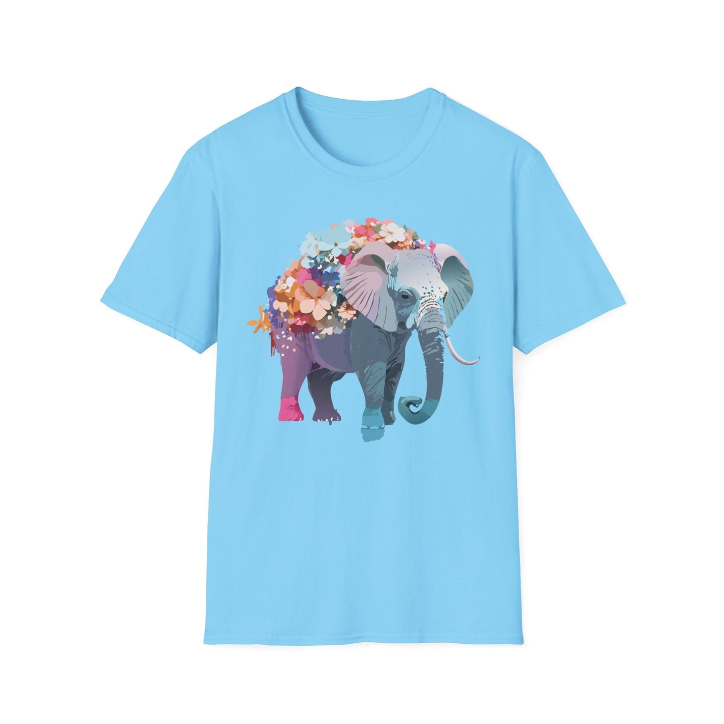 Elephant T Shirt Unisex Softstyle Tee 100 Percent Ring Spun Cotton Animal Design