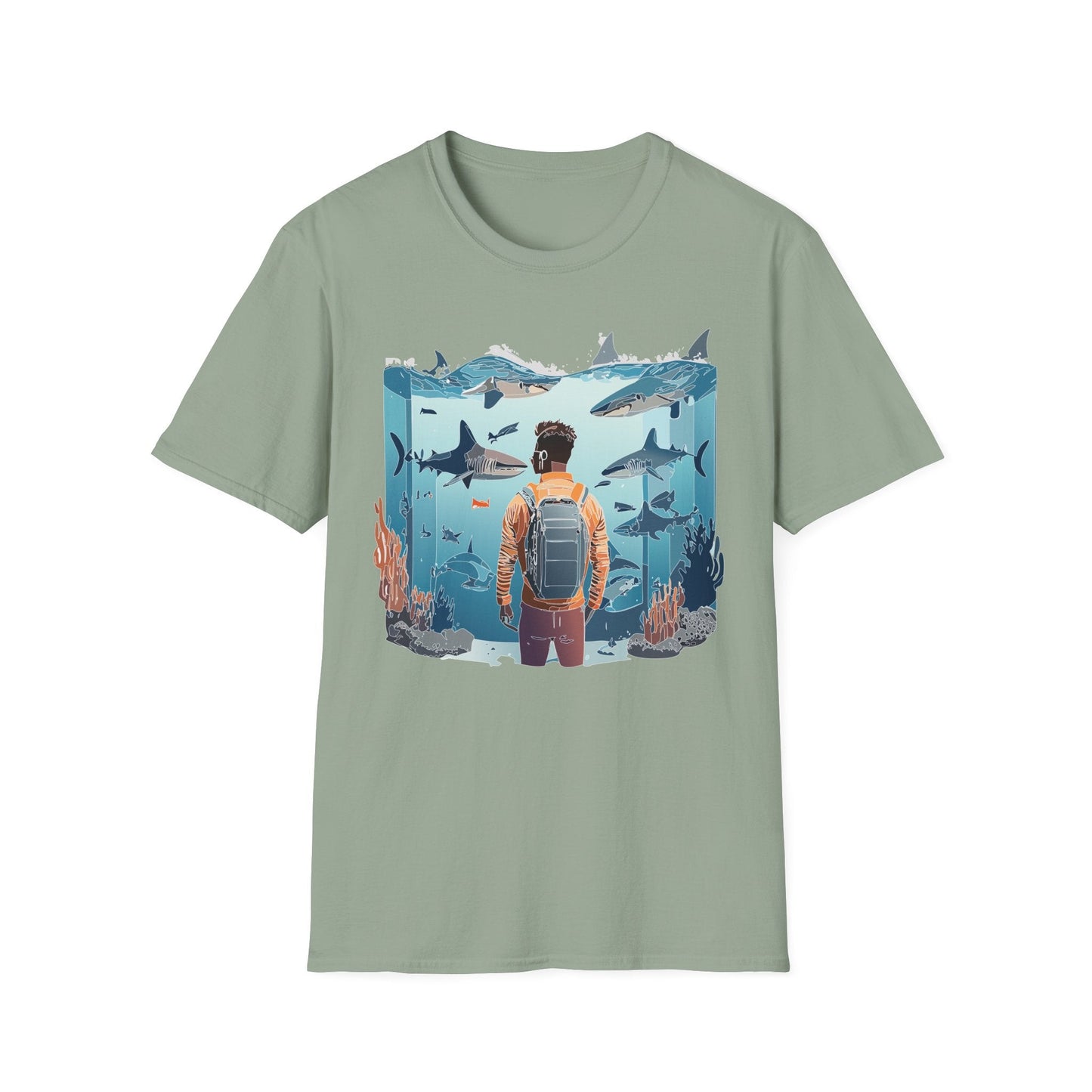 Ocean Themed Unisex Short Sleeve Tee Gildan Softstyle 64000 Ocean Inspired Art Design