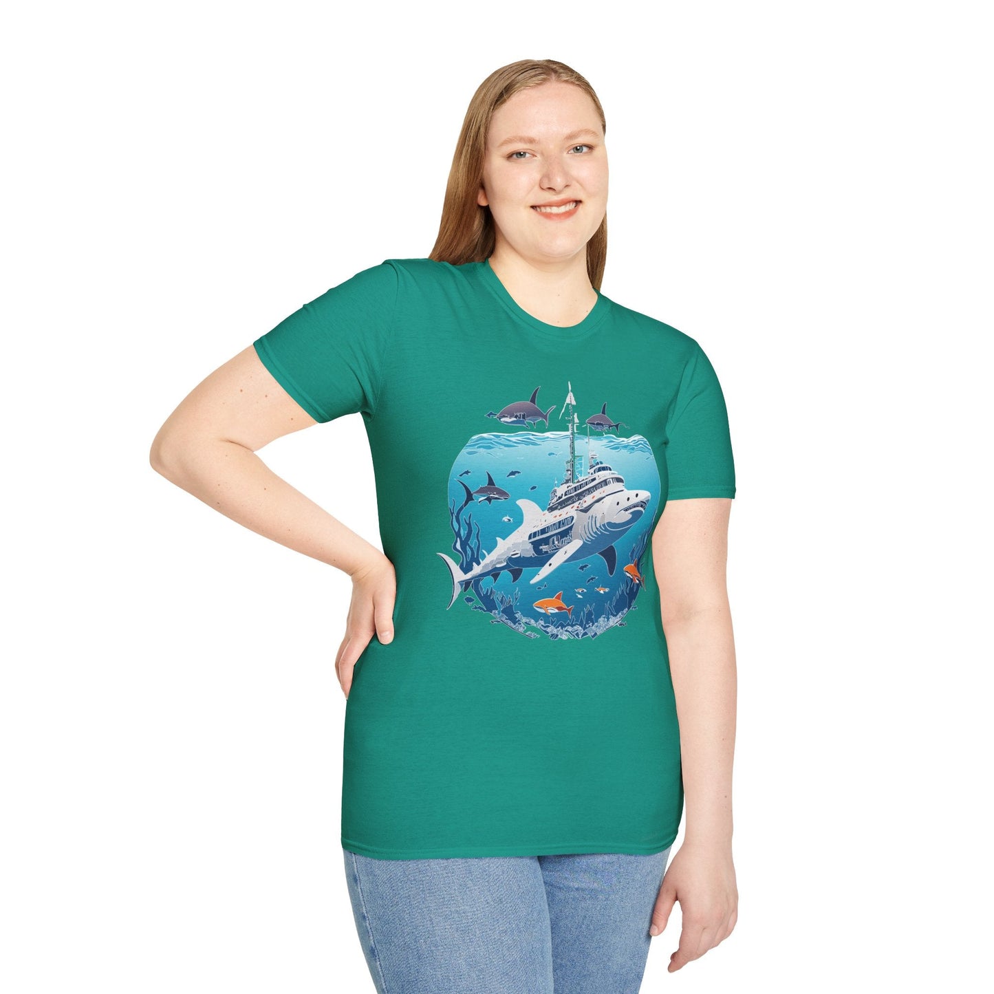 Ocean Tee Shirt Unisex Softstyle 64000 Ring Spun Cotton Art Design Tee For Everyday Comfort