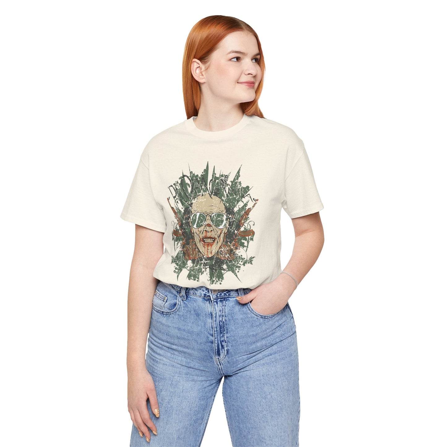 Retro Skull Floral Graphic Design Unisex Cotton T-Shirt G-2