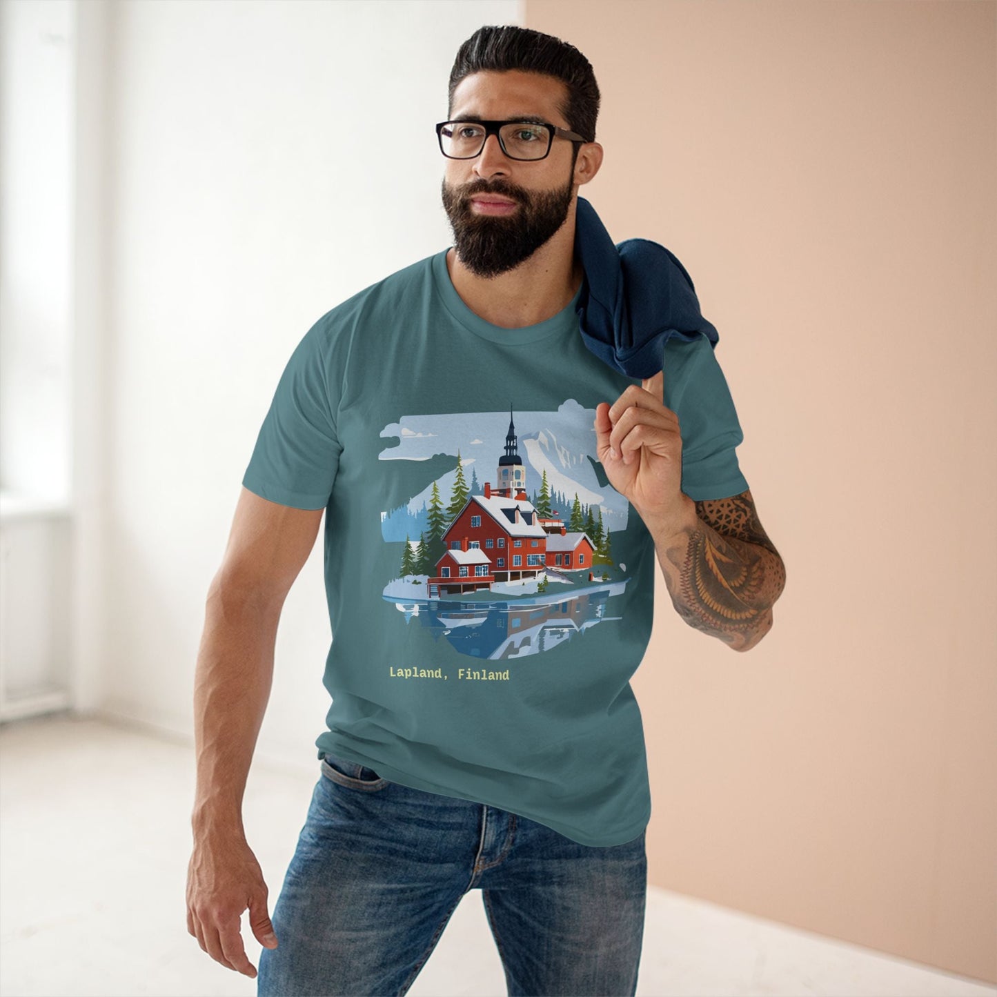 Lapland Travel Shirt Unisex Premium Cotton Tee With Original Art Design TT4 Retro2Nova