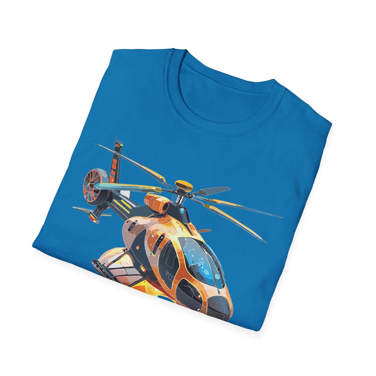 Unisex Helicopter Chopper T Shirt Softstyle 64000 Gildan Durable Lightweight Tee Design