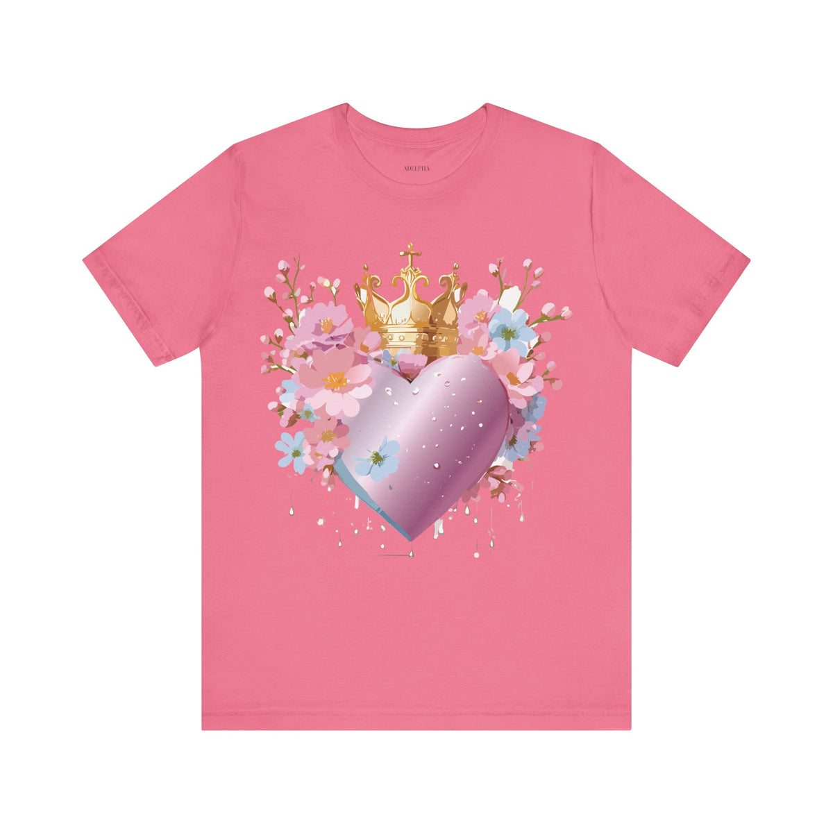Valentine's Day Graphic Unisex Cotton Bella+Canvas Tee with Floral Art Design d132
