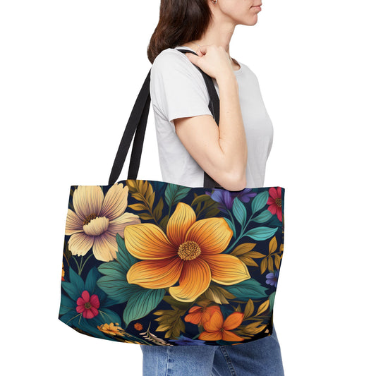 Floral Print Poly Canvas Weekender Bag 1