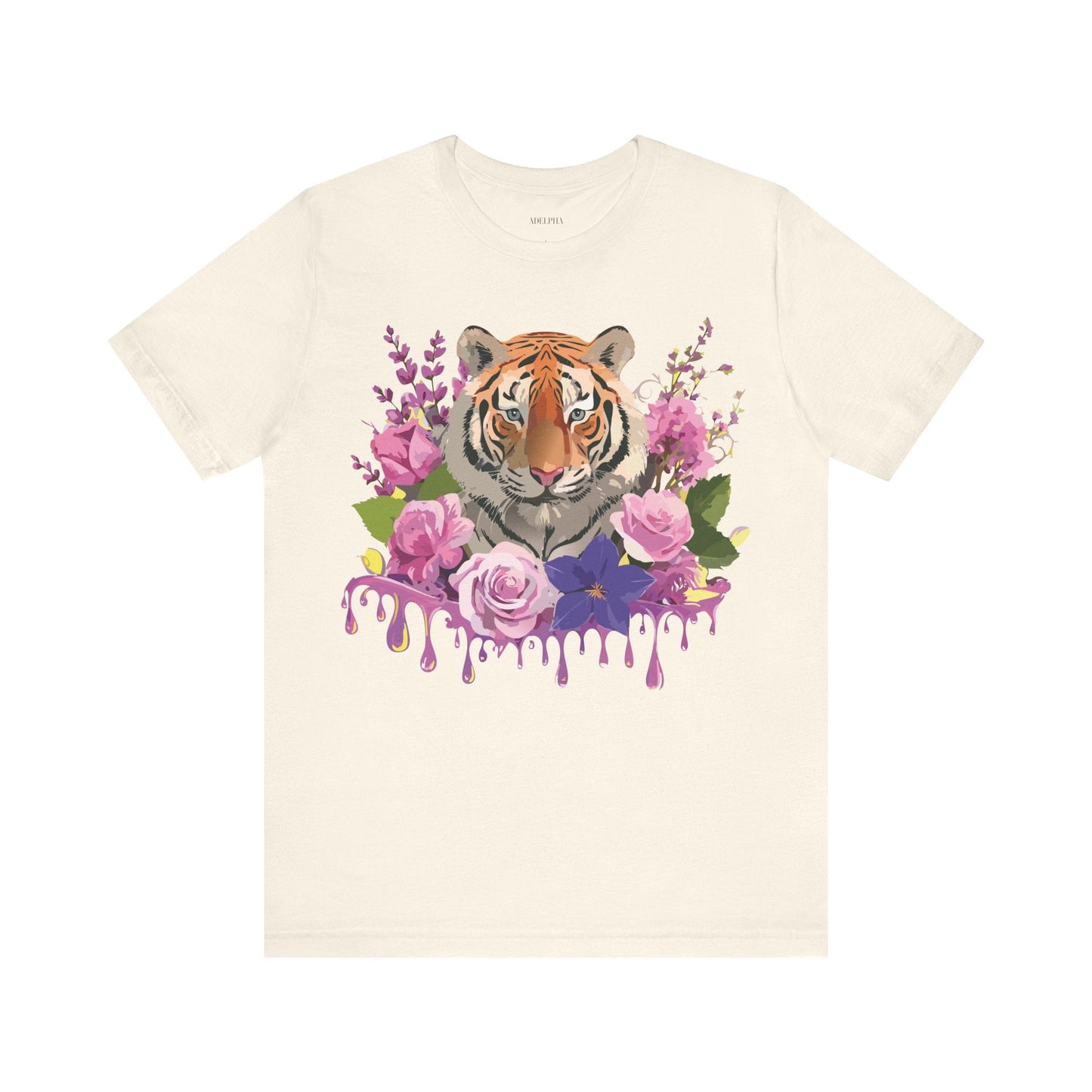 Tiger Graphic Tee Unisex Short Sleeve Vintage Inspired Art Design By Adelpha Premium