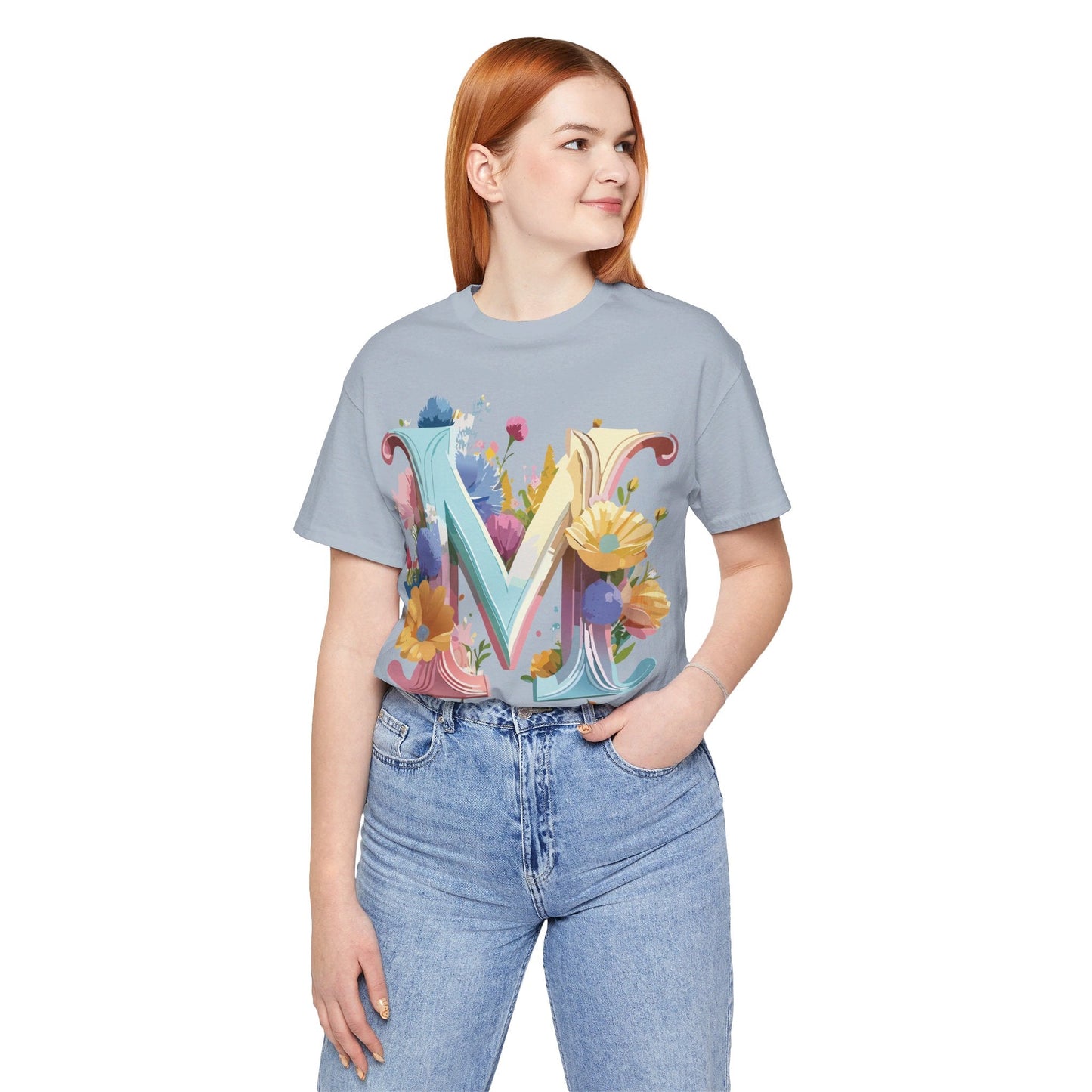 Letter M Shirt Unisex Graphic Tee Adelpha Vintage Inspired Art Design Short Sleeve