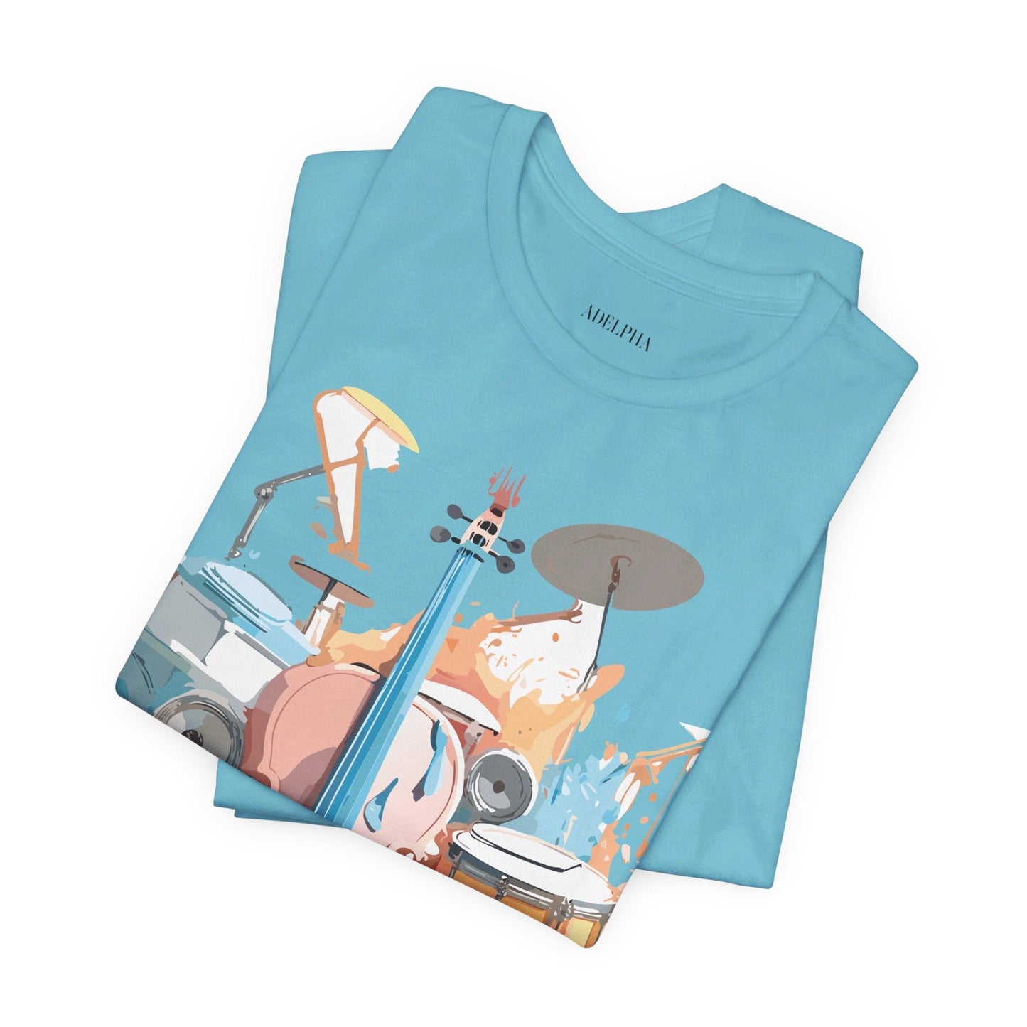 Music Graphic Unisex 100 Cotton Vintage Art with Musical Elements Tee 74
