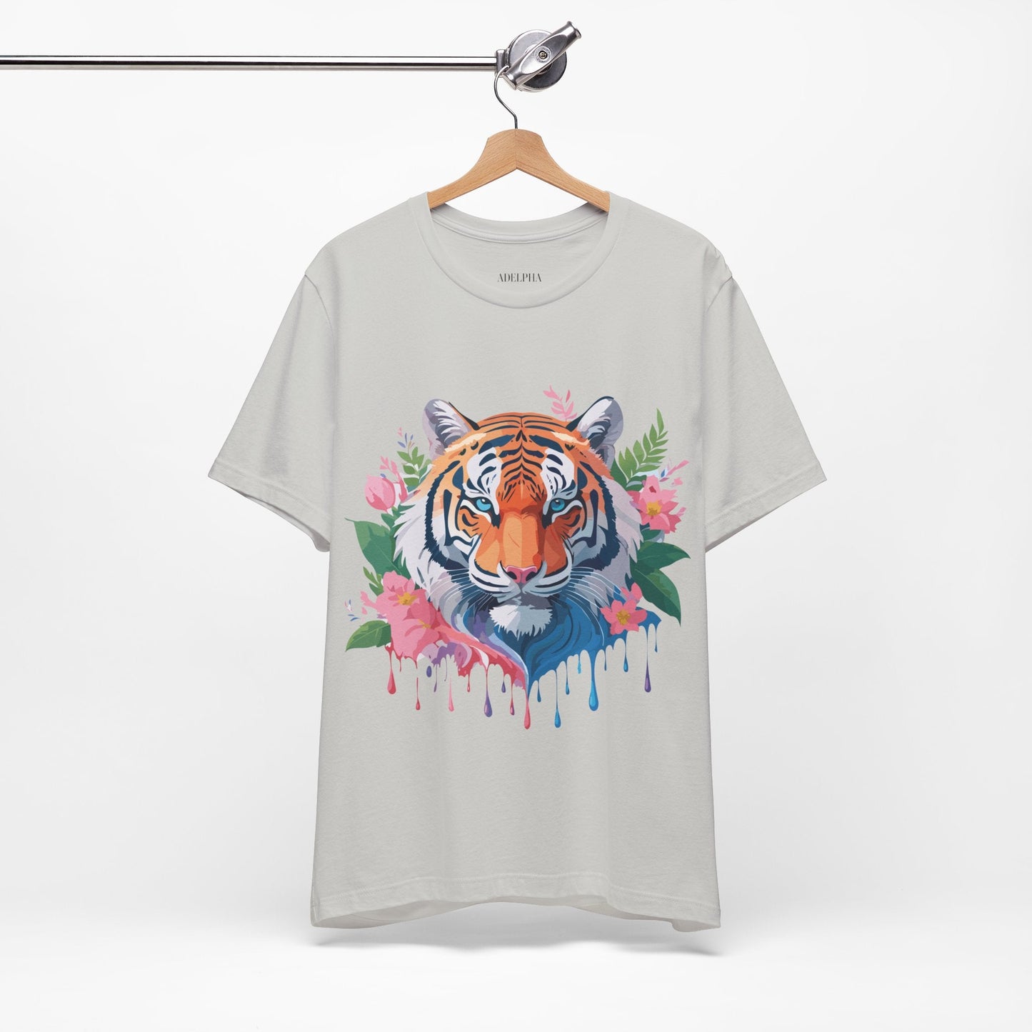 Tiger Graphic Tee Unisex Short Sleeve Shirt With Vintage Inspired Artwork By Adelpha