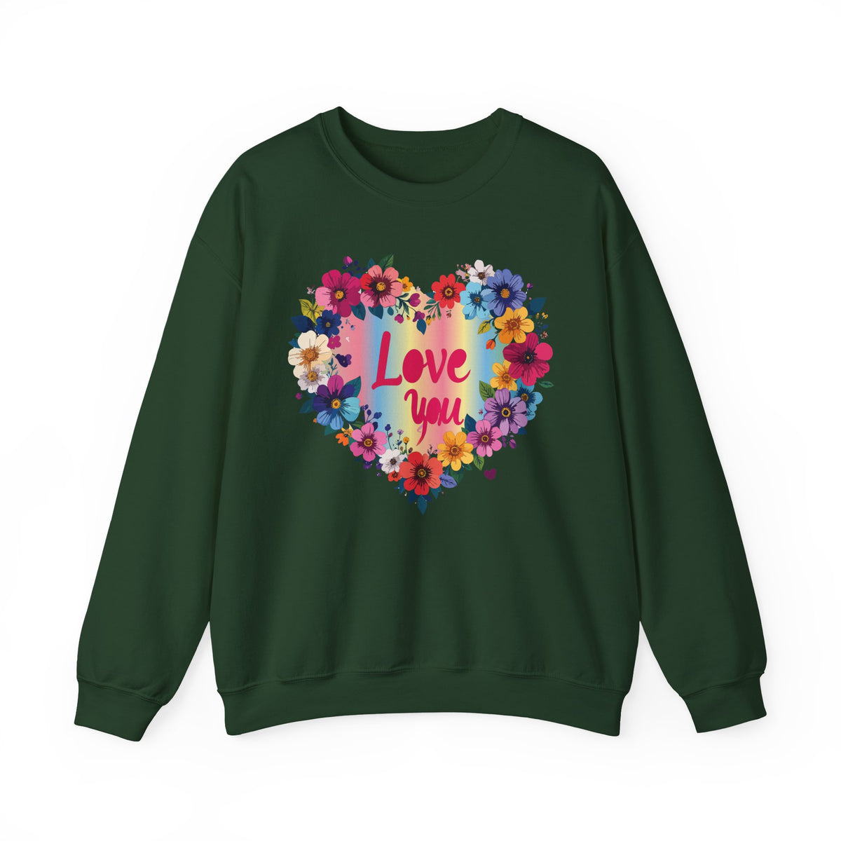 Floral Love Graphic Valentine's Day Sweatshirt Unisex 50/50 Cotton-Poly Sweatshirt w66
