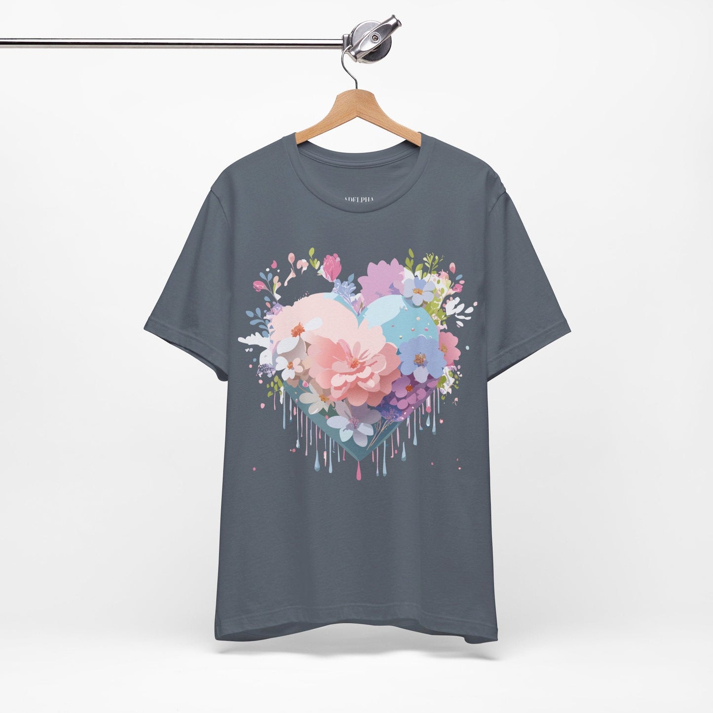 Valentine Day Graphic Unisex 100 Cotton Vintage Artwork with Love and Flower Design Tee 32