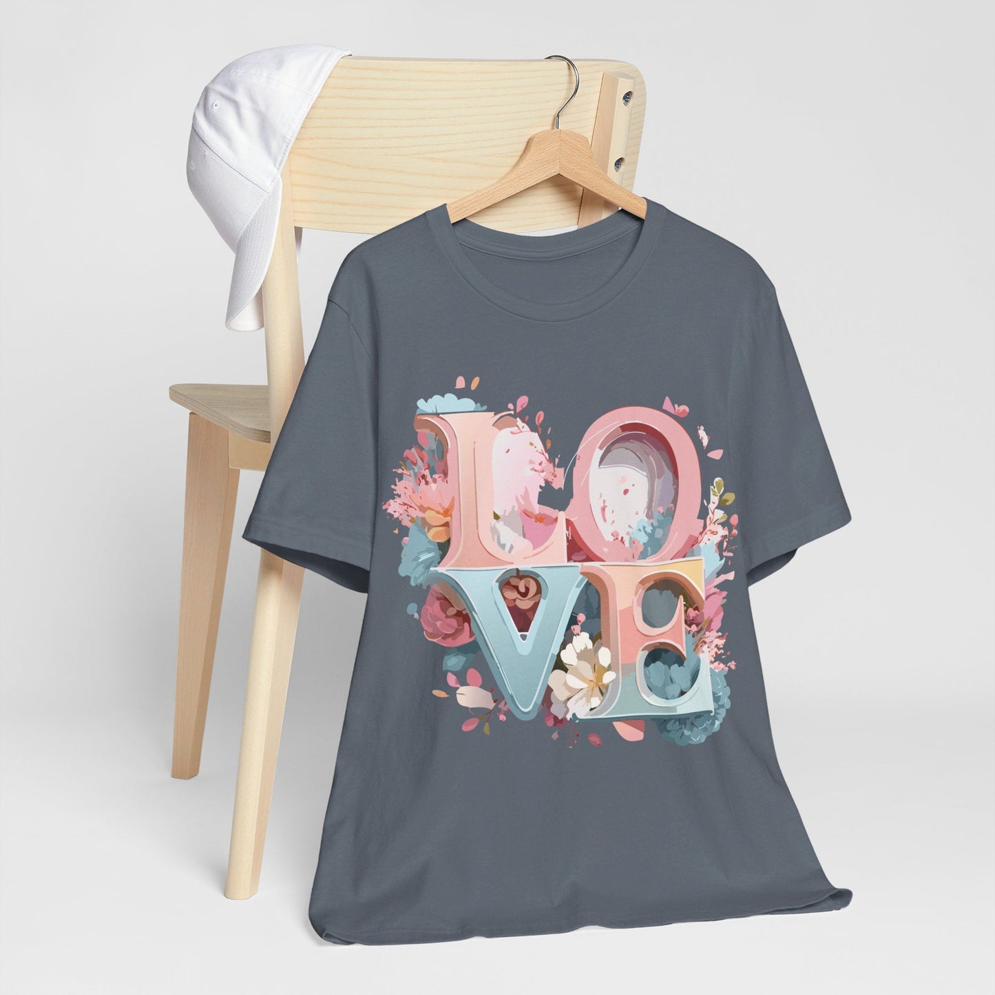 Valentine Day Graphic Unisex 100 Cotton Vintage Artwork with Love and Flower Design Tee 46