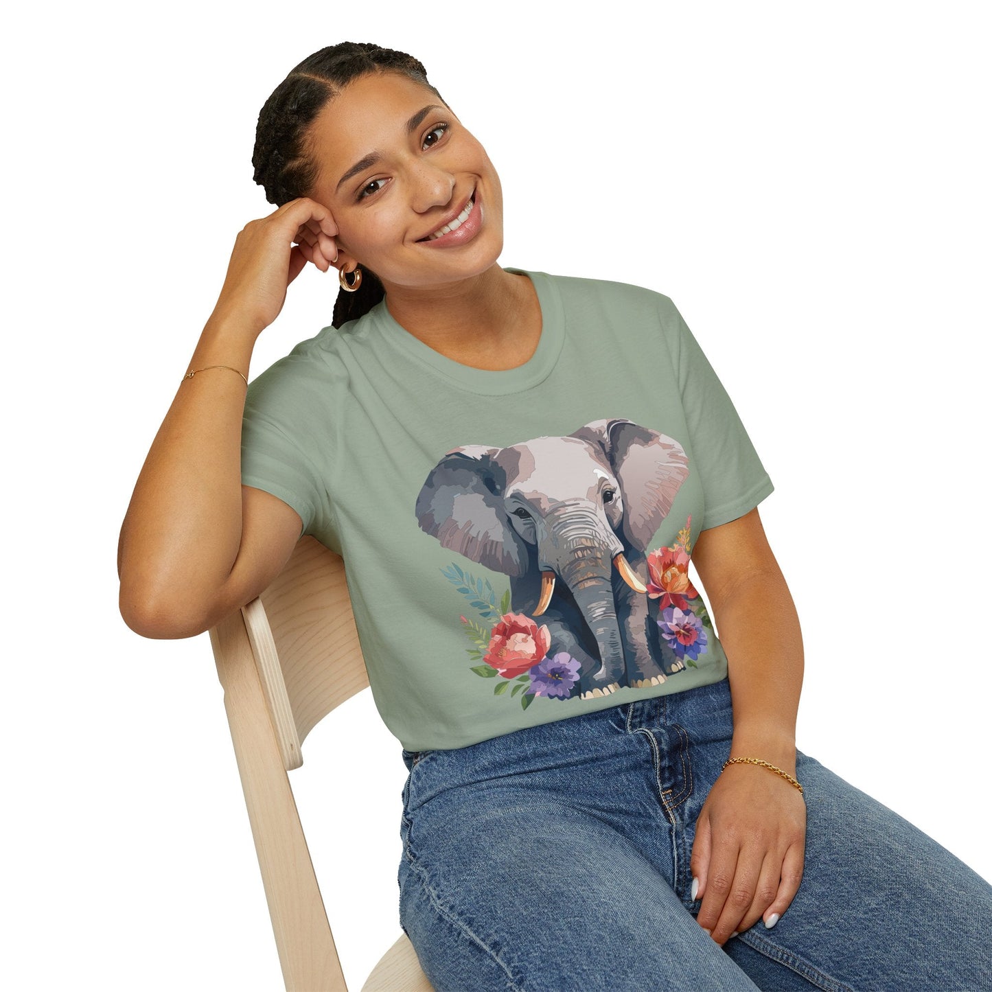 Elephant T Shirt Unisex Gildan Softstyle 64000 100 Percent Ring Spun Cotton Casual Tee