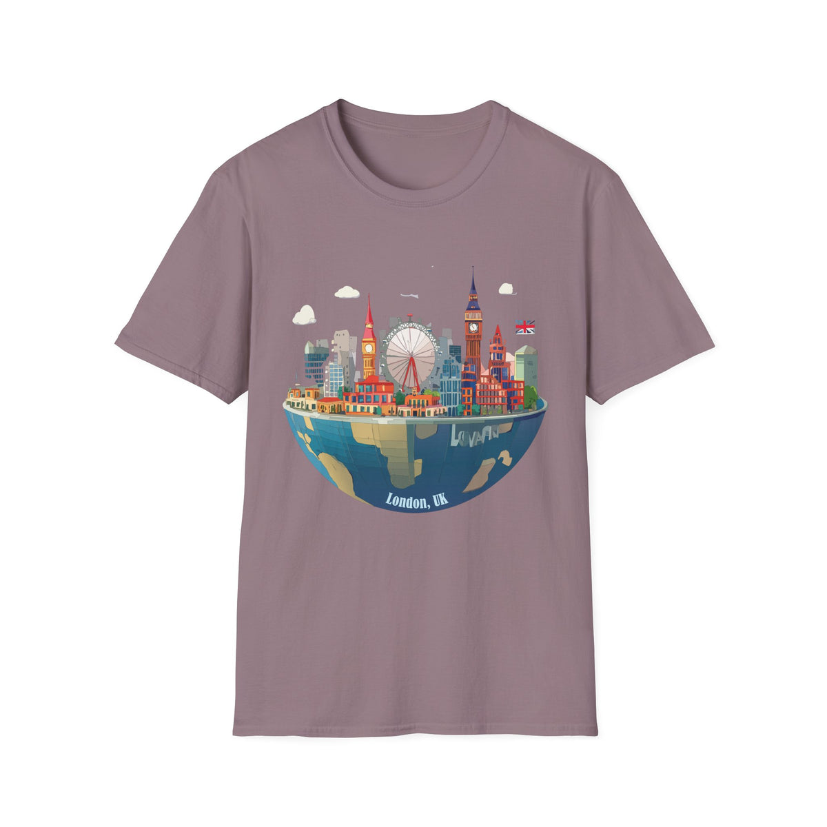 London Skyline Illustration T-Shirt | Big Ben, London Eye, Union Jack