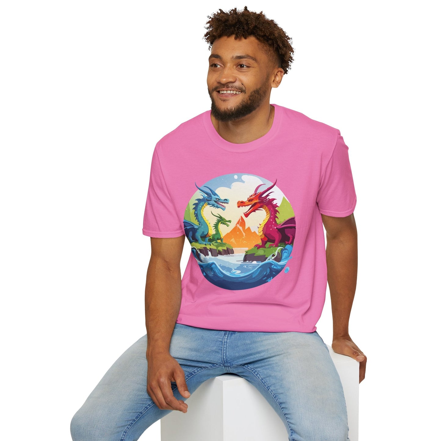 Dragon Graphic Unisex Cotton Softstyle Art Design Tee With Animals 18