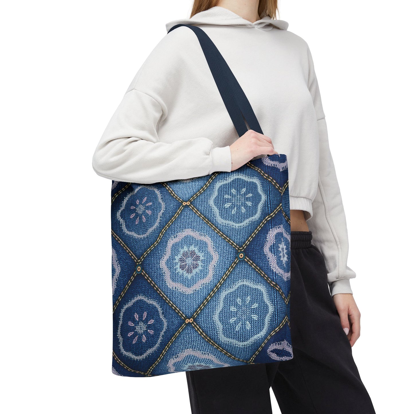 Denim Fabric Imitation Print Unisex Canvas Bag Poly Spun 3 Sizes Tote Bag 123
