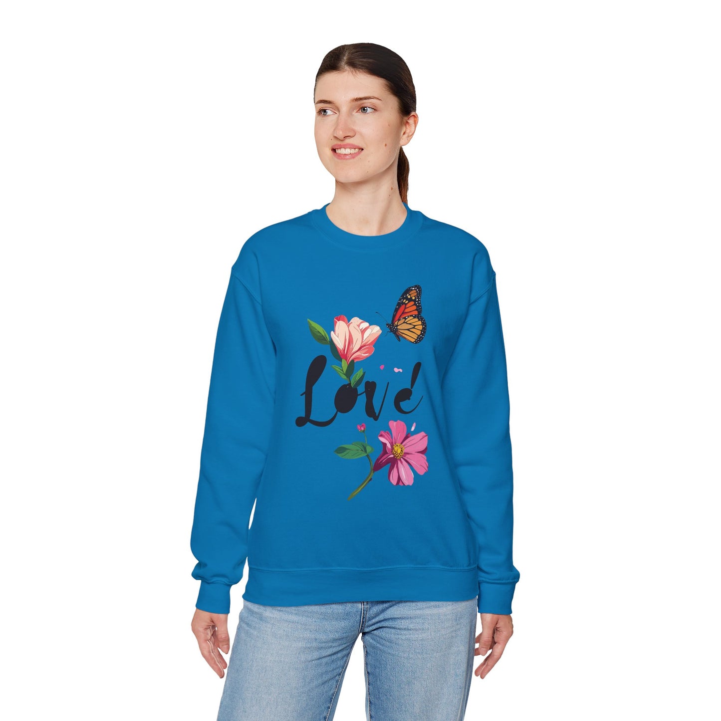 Floral Love Sweatshirt, Floral Butterfly Sweatshirt, Love Sweatshirt, Valentine's Day Sweatshirt, Floral Sweatshirt 120