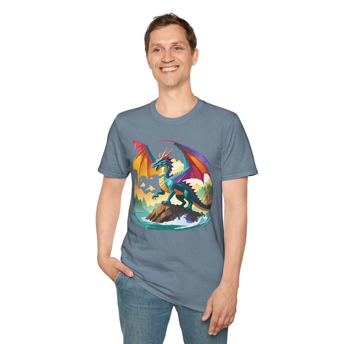 Dragon T Shirt Unisex Dragon Shirt Animal Design Softstyle Tee 100 Percent Cotton