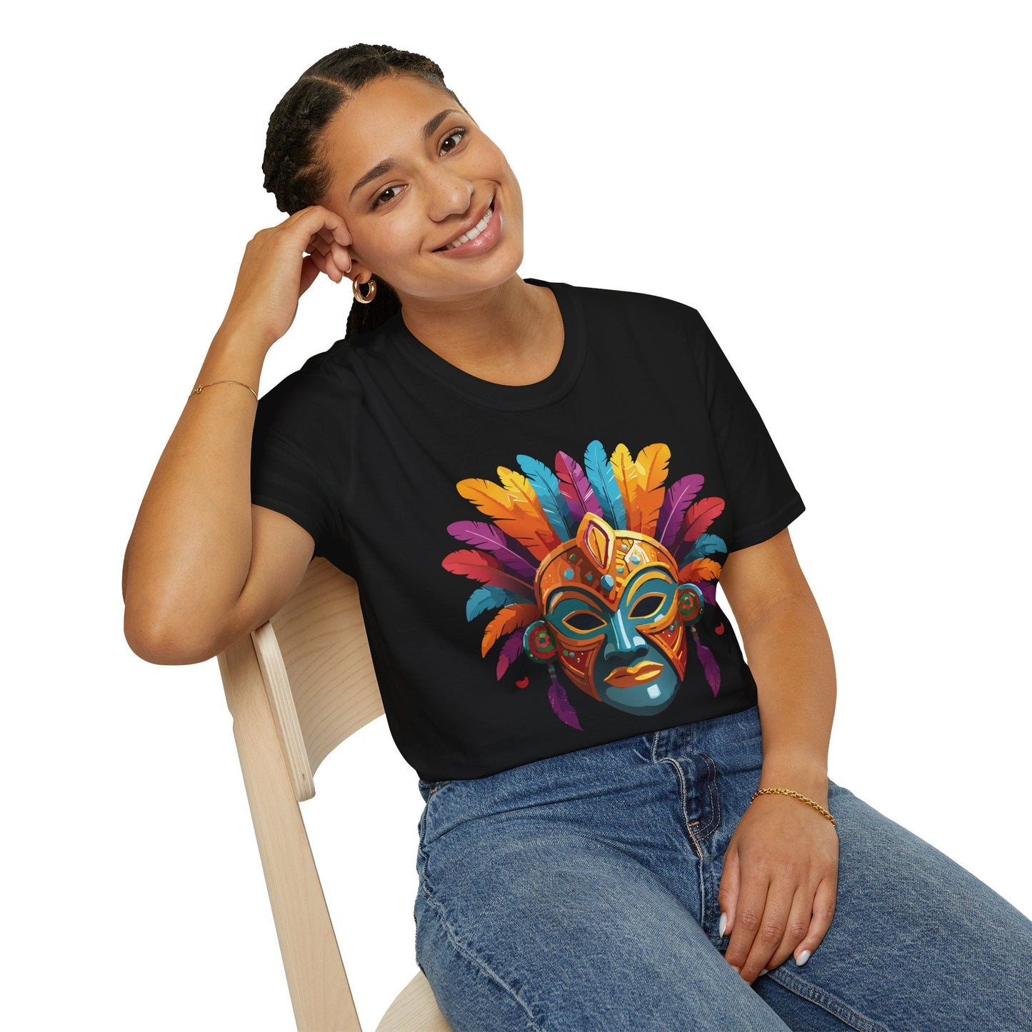Unisex Gildan Mask T Shirt Softstyle 64000 With Art Design Lightweight Cotton Tee