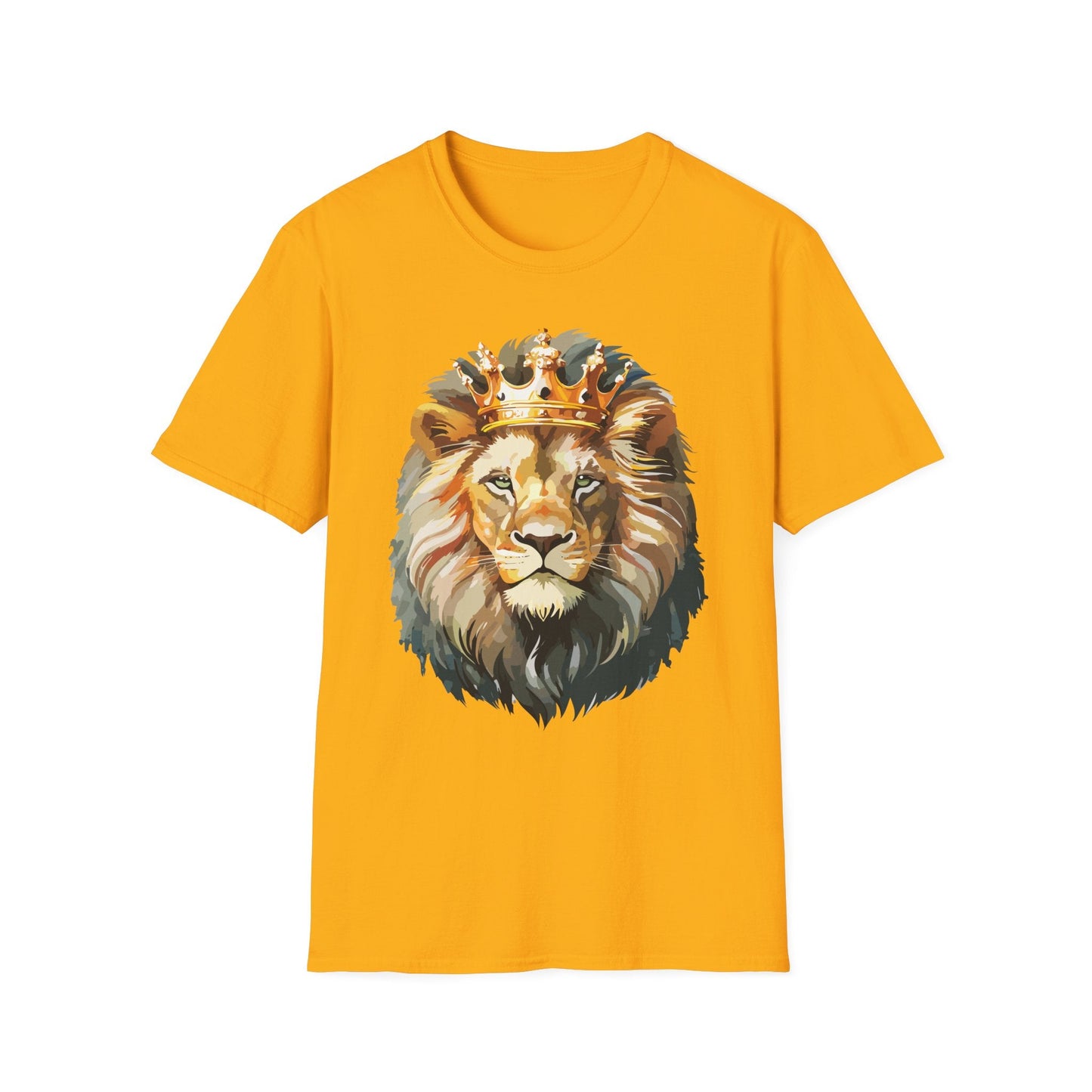 Unisex Lion Print T Shirt Softstyle 64000 One Hundred Percent Ring Spun Cotton
