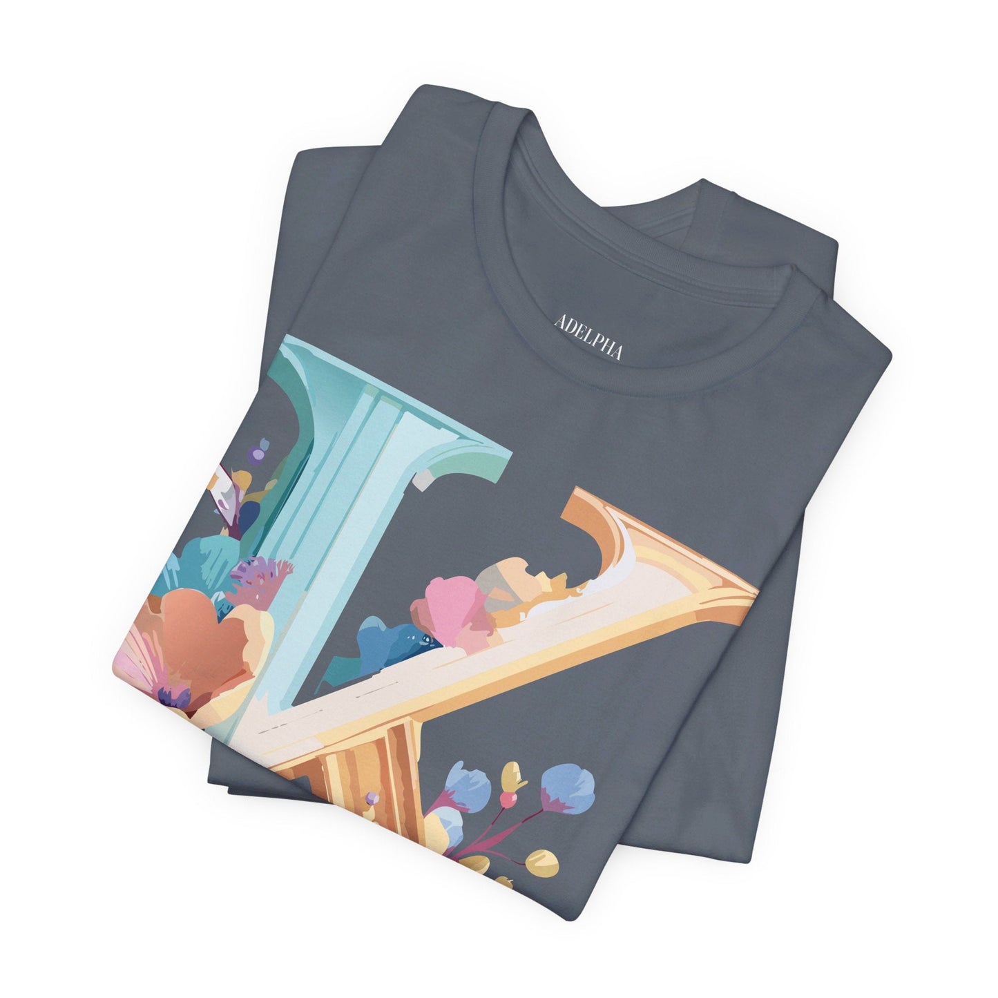 Letter K Shirt Graphic Tee Unisex Vintage Inspired Adelpha Art Design Tee Premium Soft Cotton