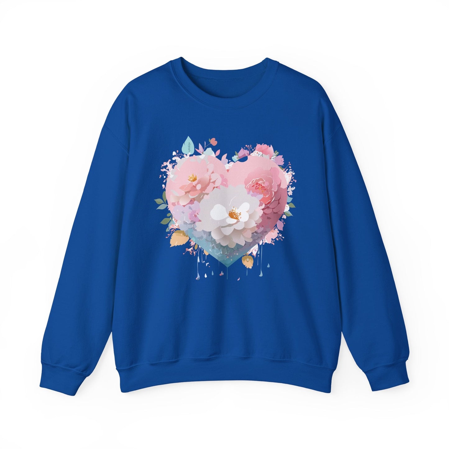 Unisex Floral Heart Sweatshirt For Valentines Day With Love Floral Print Crewneck
