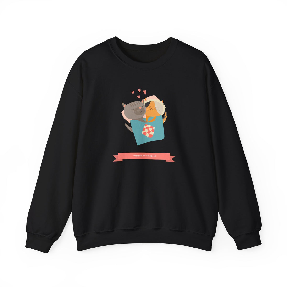 Cat Graphic Valentine's Day Sweatshirt Unisex 50/50 Cotton-Poly Animal Sweatshirt w08