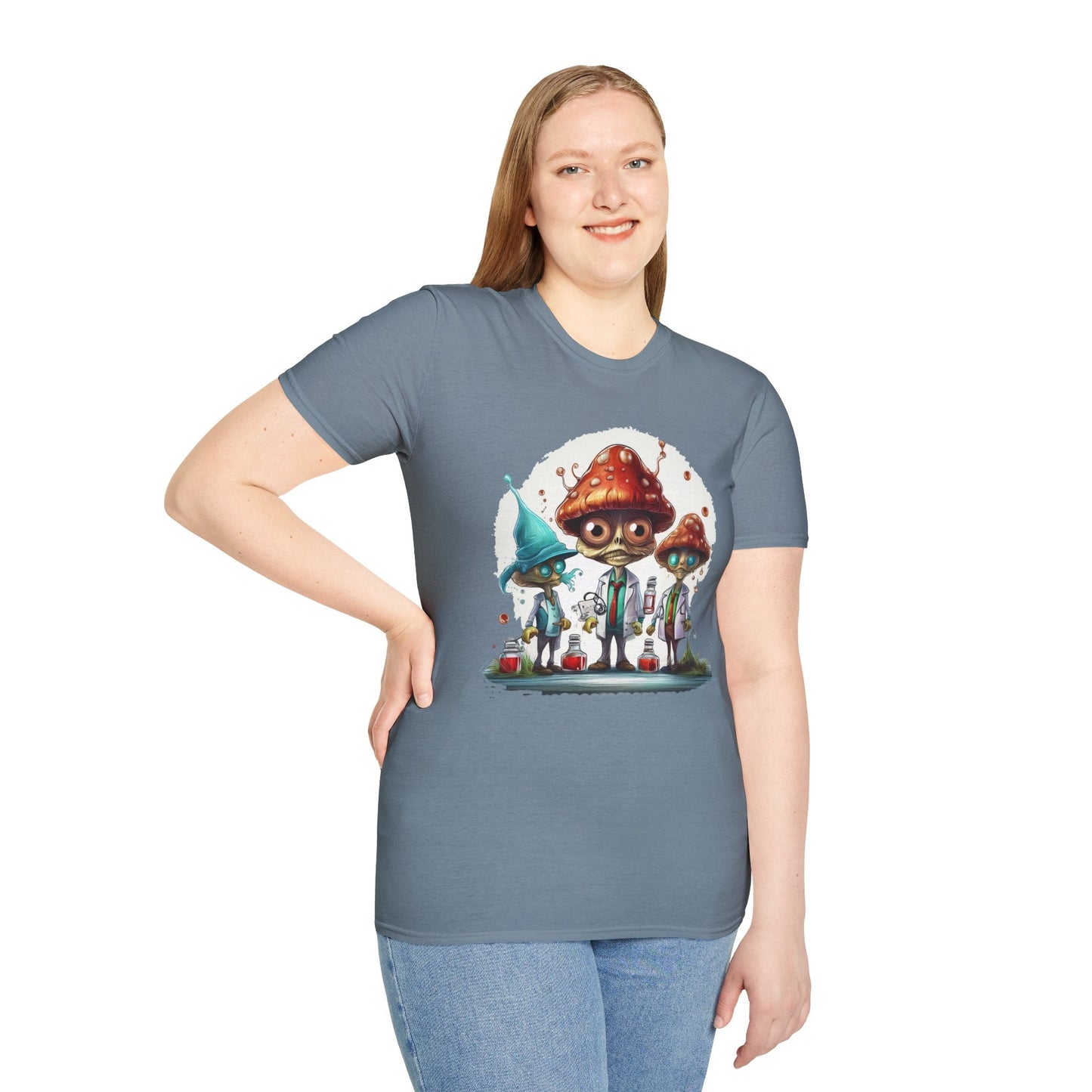 Funny Mashroom Graphic Unisex Softstyle Cotton With Cartoon Illustration Design 9