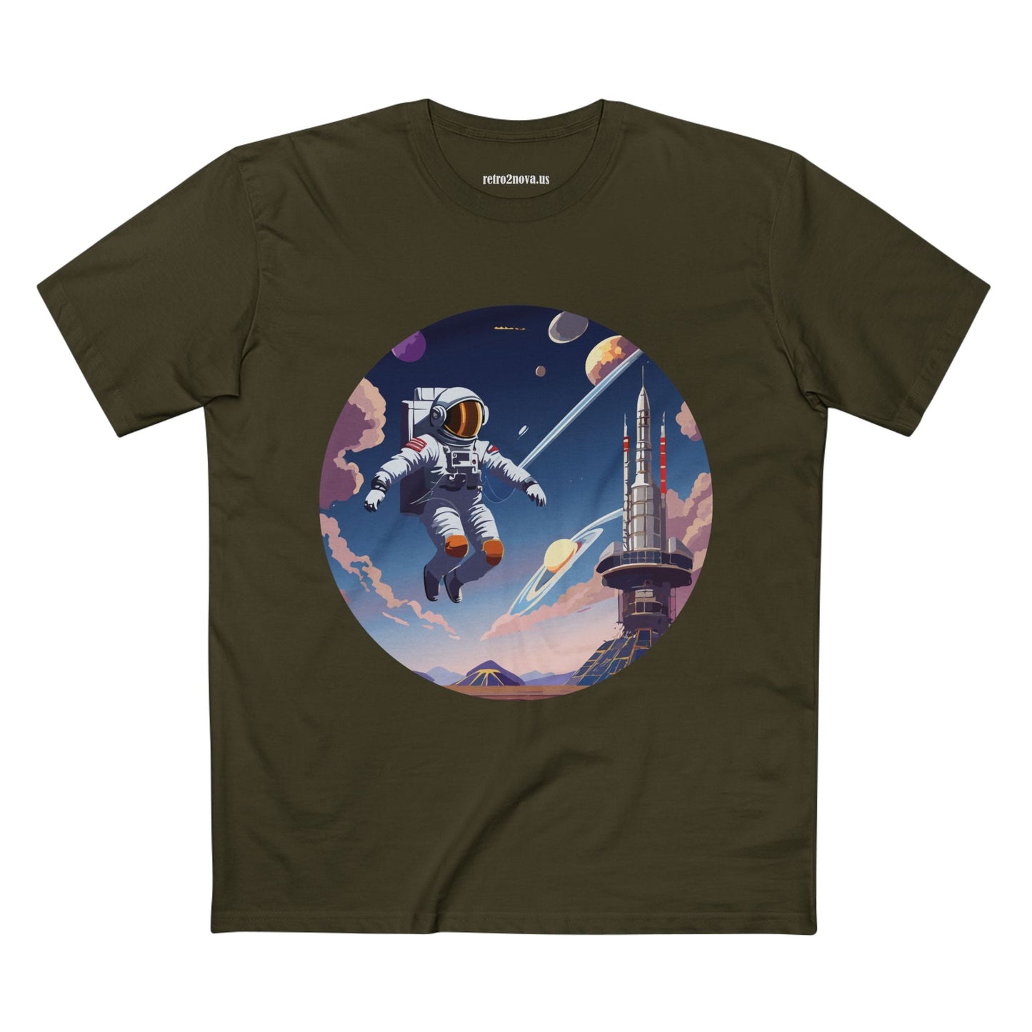 Cosmos Astronaut Shirt CS30 Unisex Premium Cotton Art Tee Featuring Retro2Nova Original Design