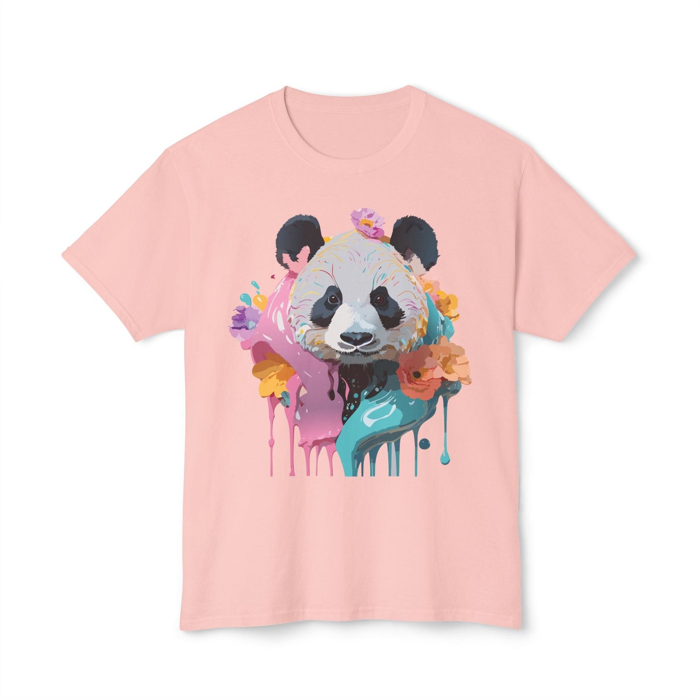 Panda T Shirt Unisex HD Cotton Tee With Panda Art Print Vintage Floral Design Printed In USA