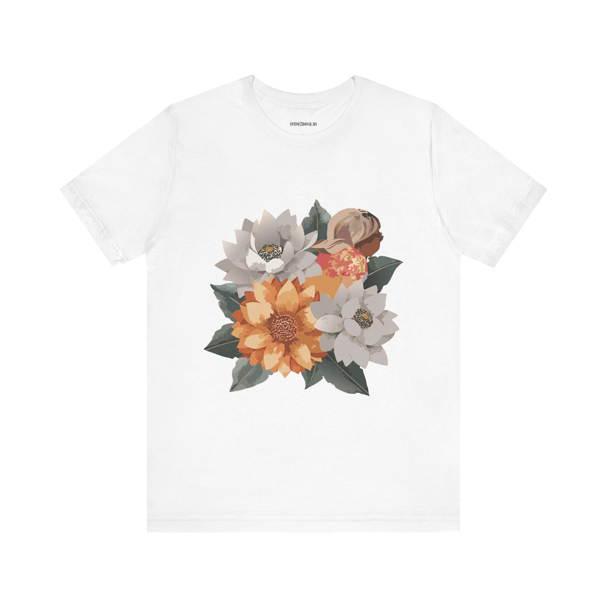 Floral Graphic Unisex Cotton Bella+Canvas Tee with Flowers Design ab102