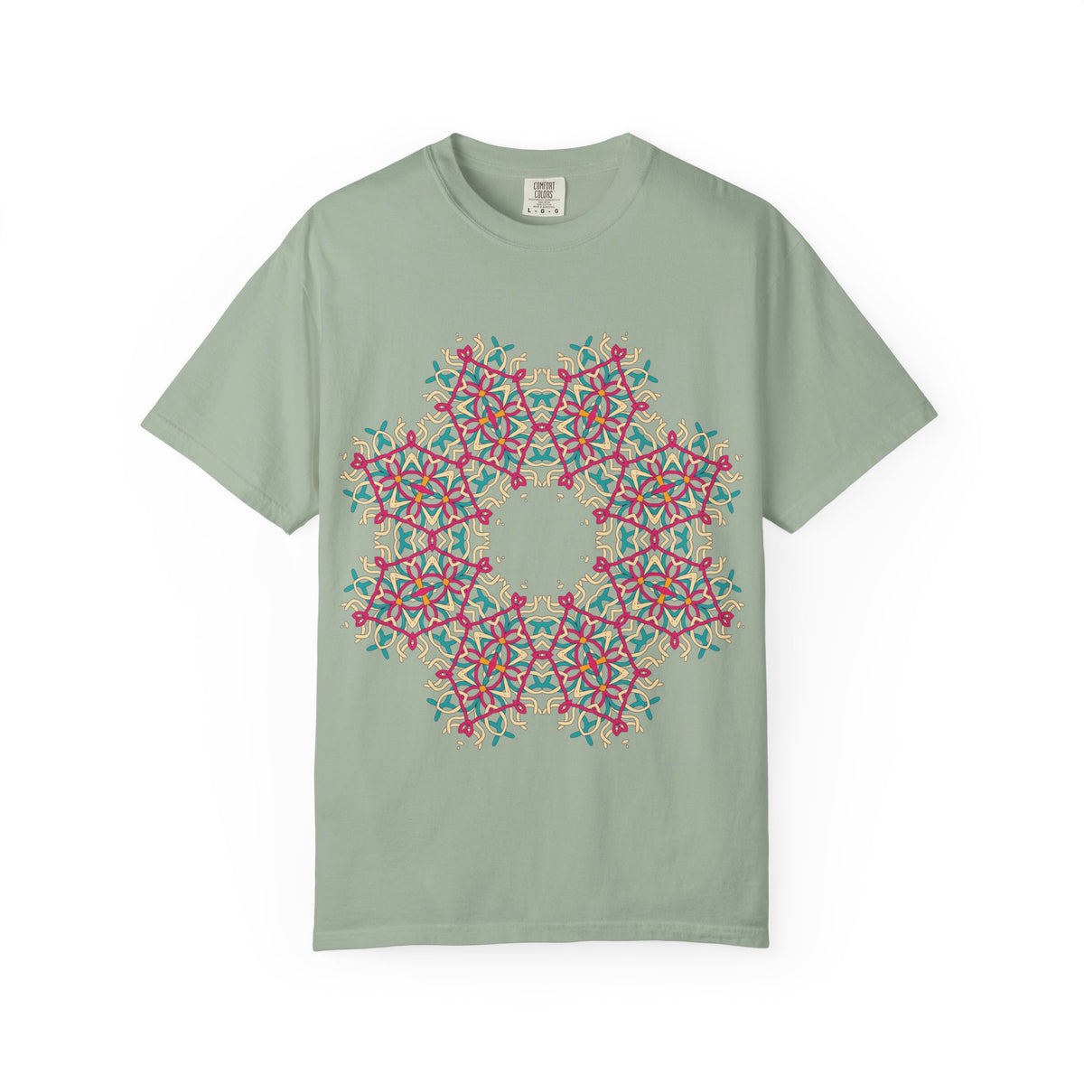 Unisex Garment Dyed Cotton T-Shirt with Mandala Graphic Design