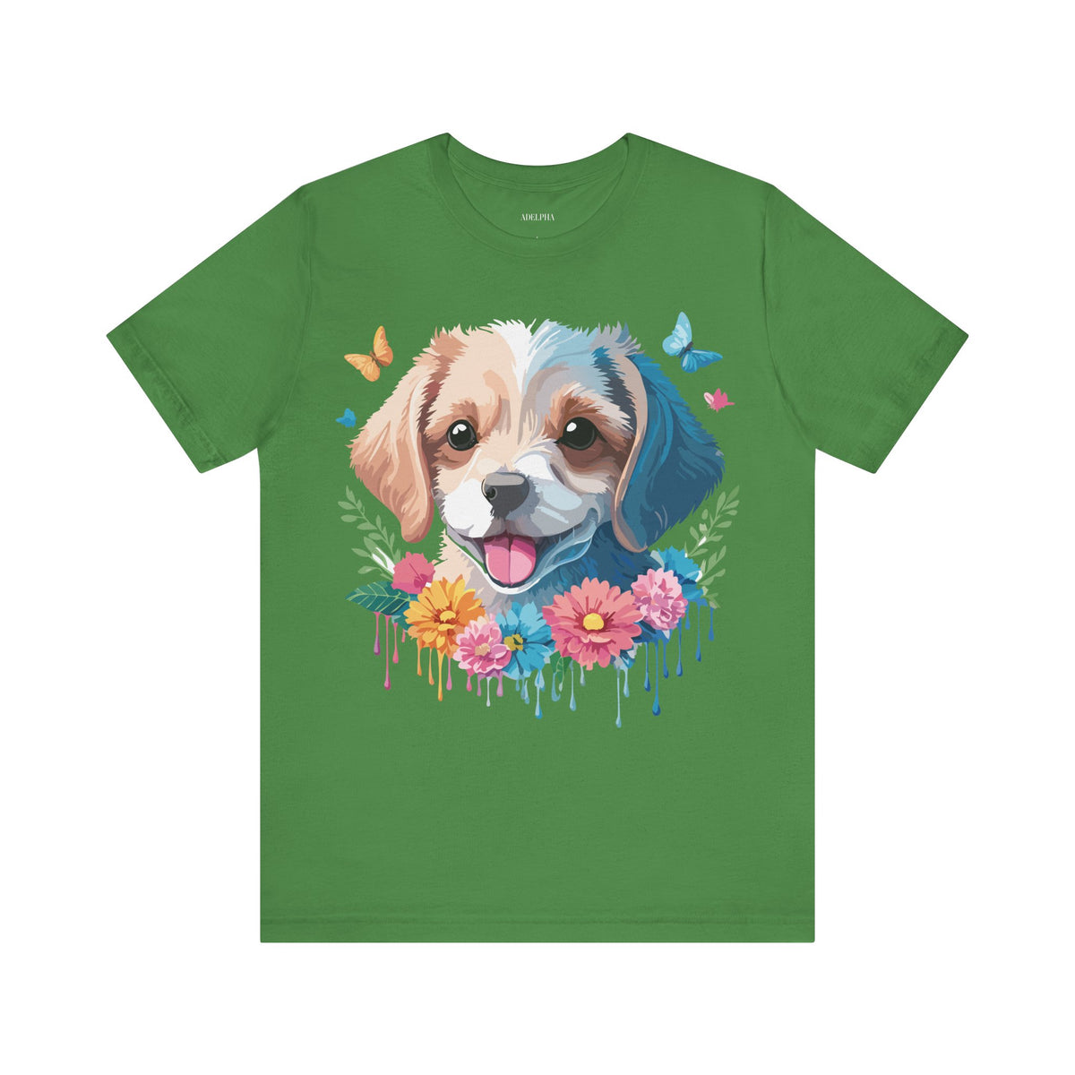 Dog Graphic Unisex Cotton Bella+Canvas Tee with Art Animal Design e118
