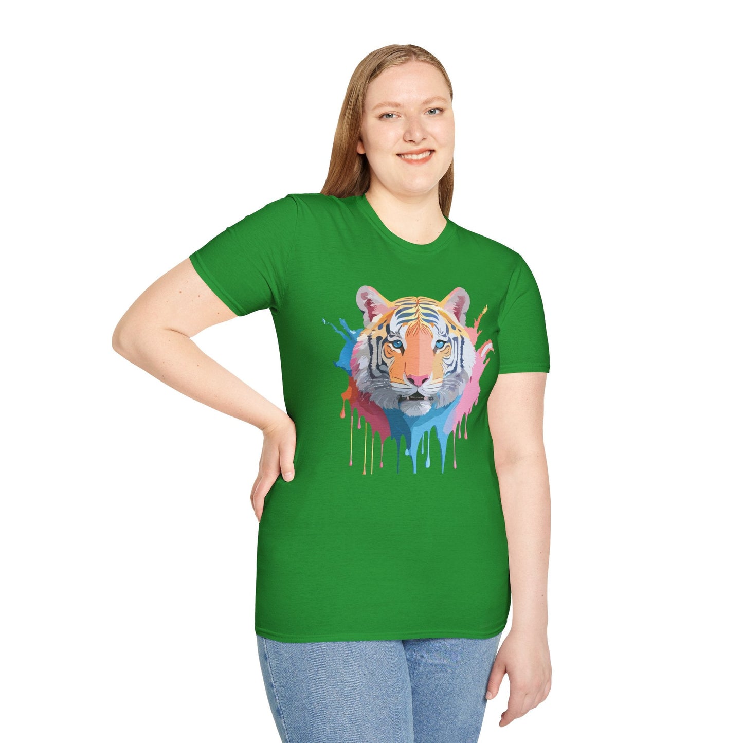 Tiger Print Unisex Softstyle T Shirt Gildan 64000 Comfort Tee