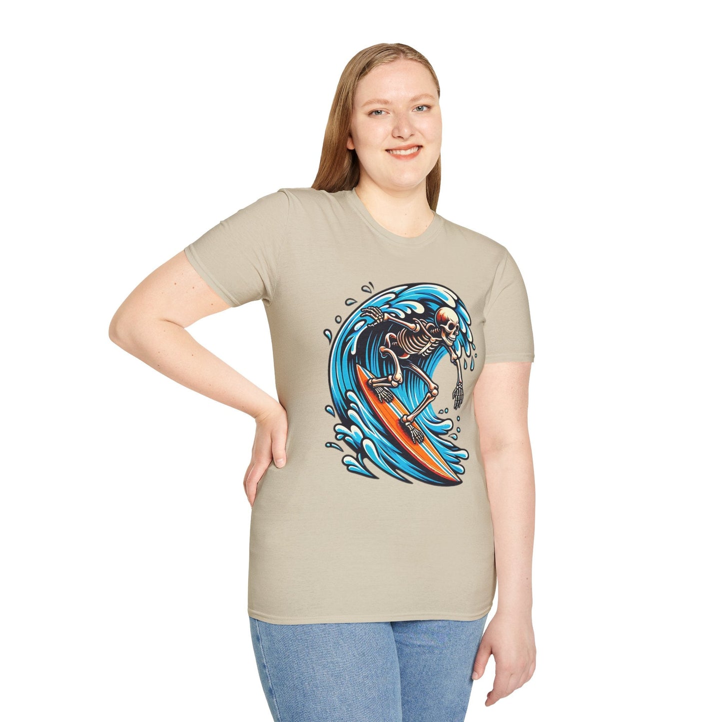 Skull Tee Shirt With Skeleton Art Design Unisex Gildan Softstyle 64000 Ring Spun Cotton Tee