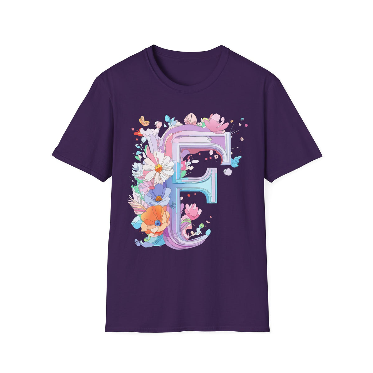 Floral Letter F T-Shirt | Watercolor Monogram Tee