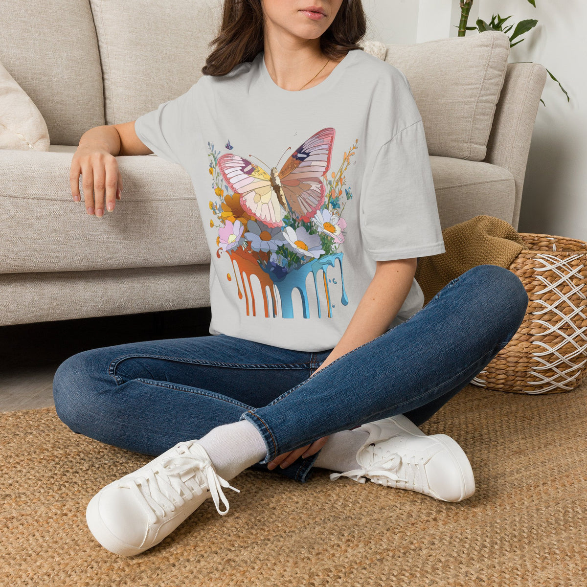 Butterfly Floral Drip Graphic Tee Unisex 100 Cotton Gildan T-Shirt