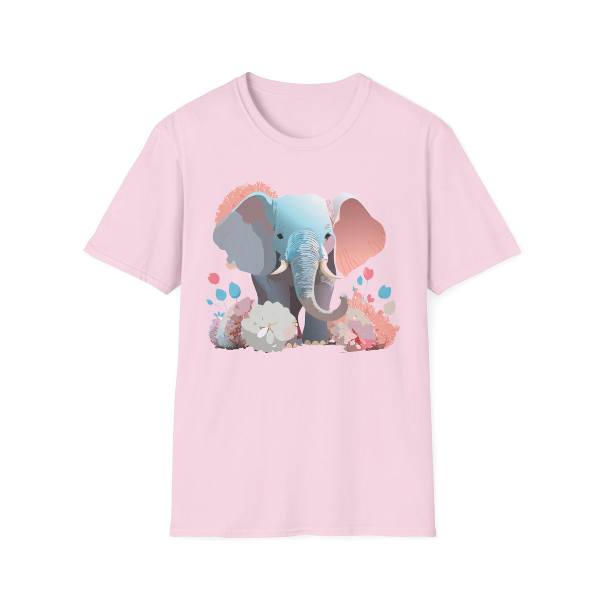 Pastel Elephant Illustration T-Shirt | Cute Watercolor Elephant Tee