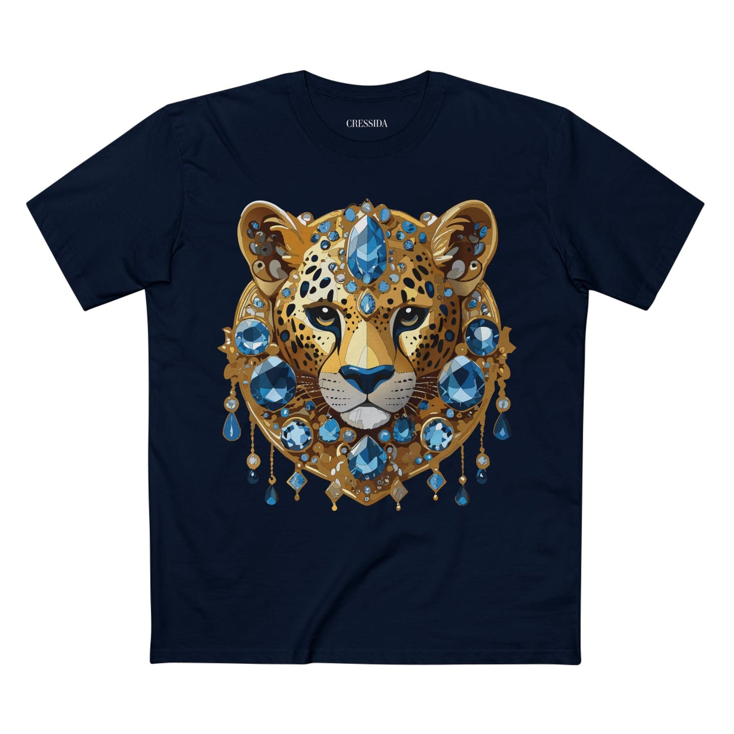 Cheetah Graphic Unisex 100 Cotton Tee With Unique Animal Golden Medallion Art Design 49