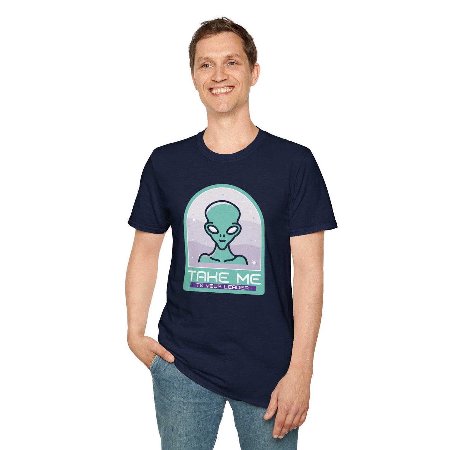 Alien Graphic TShirt  Take Me to Your Leader Retro Space Tee