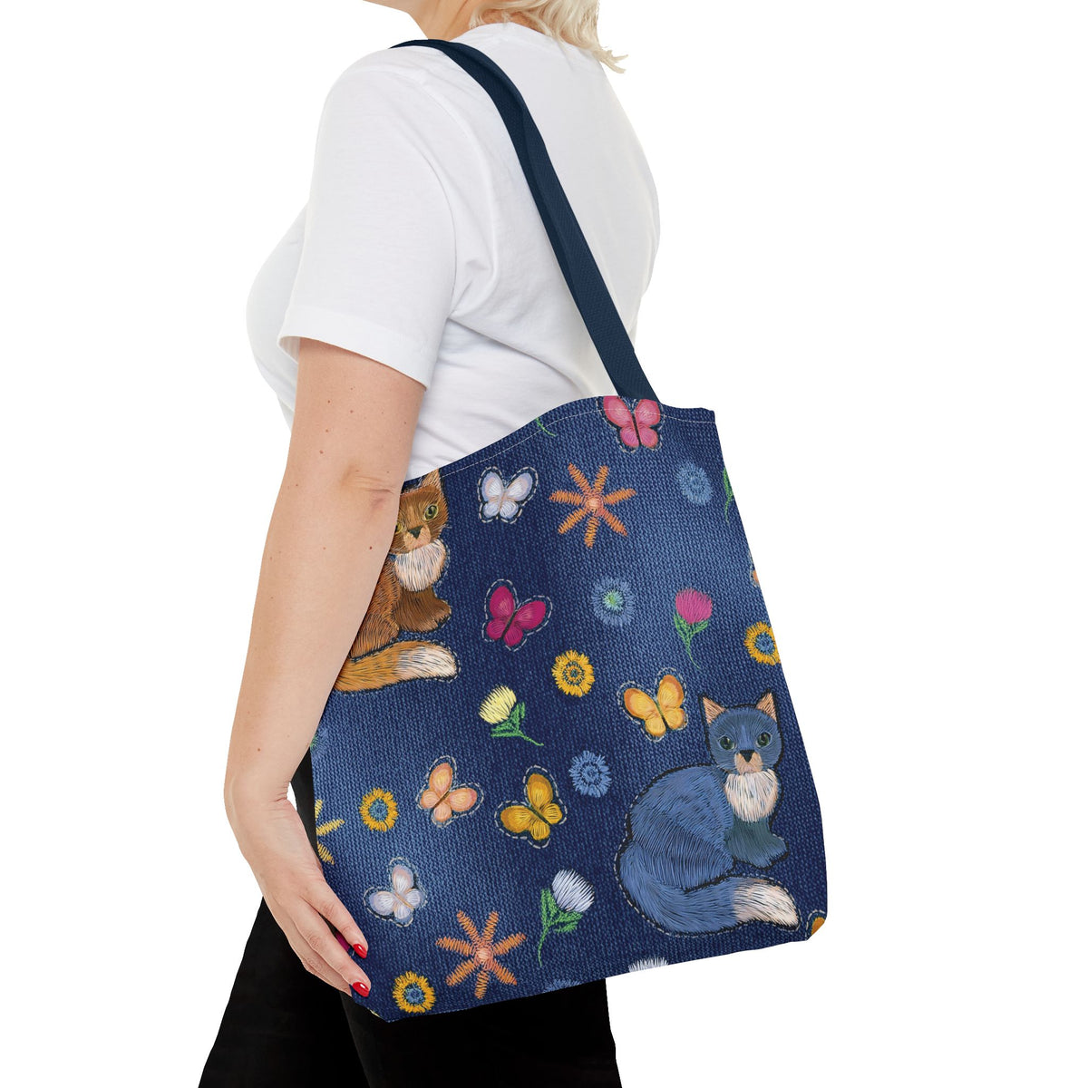 Denim Fabric Imitation Print Unisex Canvas Bag Poly Spun 3 Sizes Tote Bag 190-13