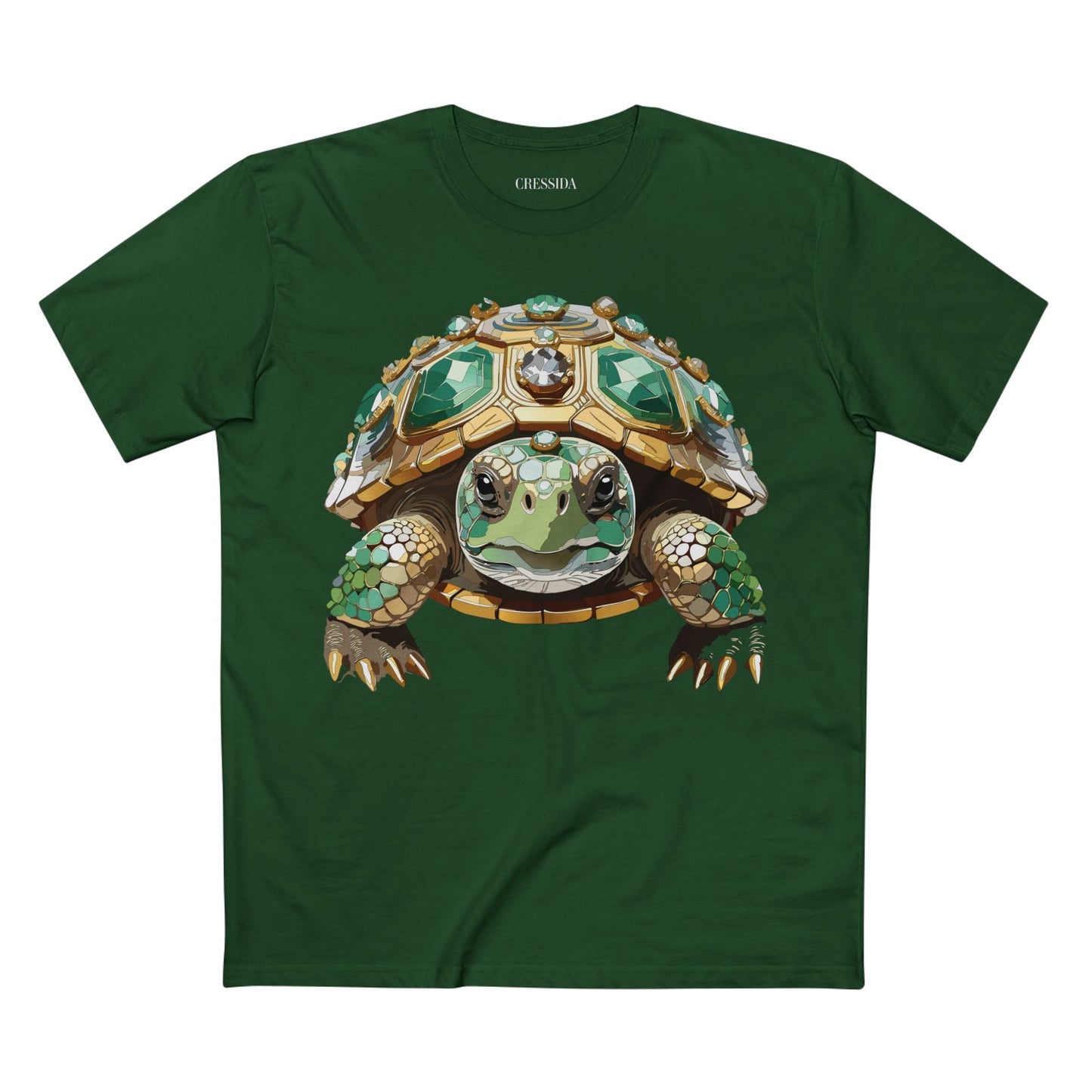 Turtle Graphic Unisex 100 Cotton Tee With Unique Animal Golden Medallion Art Design 31