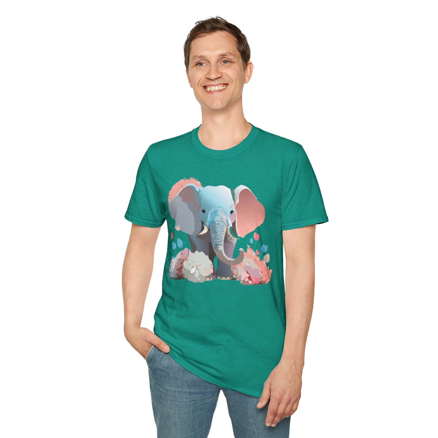 Elephant T Shirt Unisex Softstyle Graphic Tee With Elephant Animation Animal Print